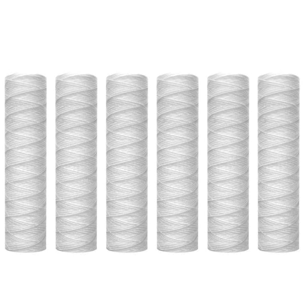 10 Mikron 10\" X 2,5\" Trådlindad Sedimentvattenfilterpatron, 6-pack, Sedimentfiltrering för hela huset, Universell