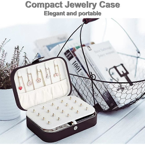 Rejsesmykkeskrin Mini Rejsesmykkeorganiser Smykkeorganiser Display Ring Øreringe Halskæde Armbånd (Sort)