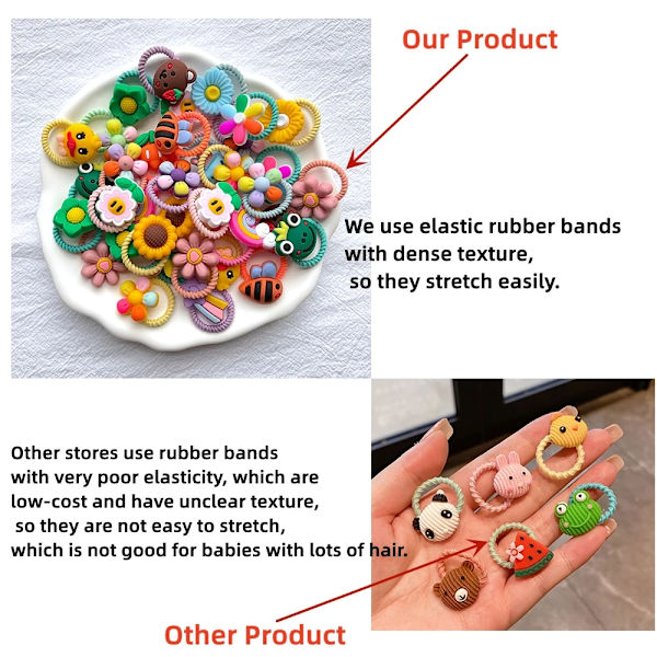 40/50/60 st/parti Barn Håraccessoarer Tecknade Elastiska Hårband Baby Huvudrep Små Djur Söta Flickor Hårprydnad 40PCS-M