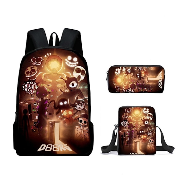 Doors Koululaukku Matkareppu Olkalaukku Penaali setti Lapsille Opiskelijoille 10 3Pcs Set