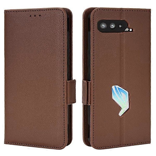 Kompatibel med Asus ROG Phone 5 / ROG Phone 5s / ZS676KS / ZS673KS Litchi Tekstur PU Læder Telefon Cover Magnetisk Lukning Wallet St Brown