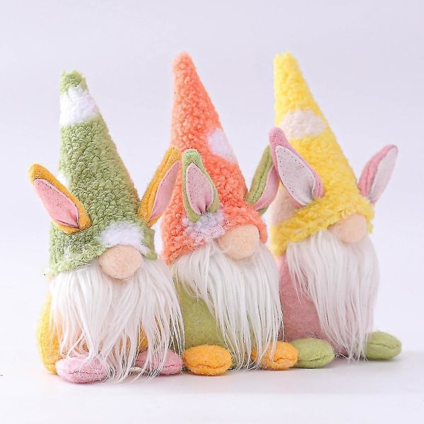 Påsk Gnome Bunny, handgjorda plysch påsk ansiktslösa prydnader håller ägg