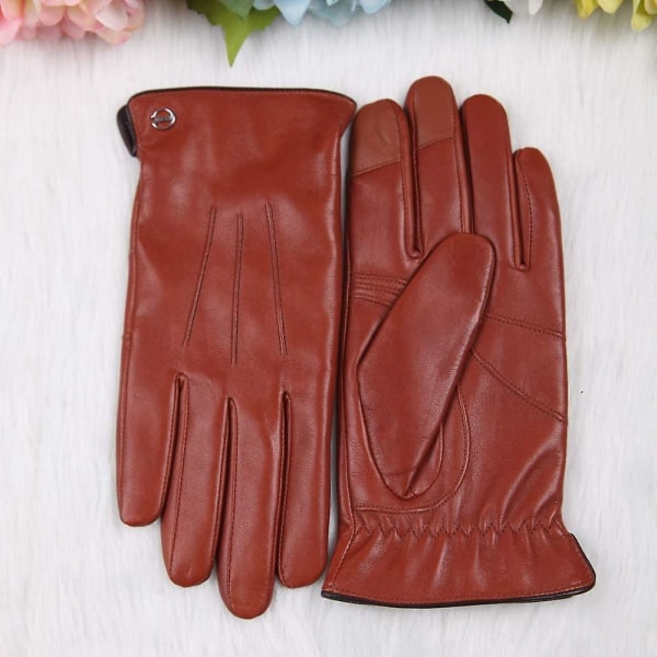 Vinterläderhandskar för män - Herrhandskar med cashmere/fleecefoder för motorcykel