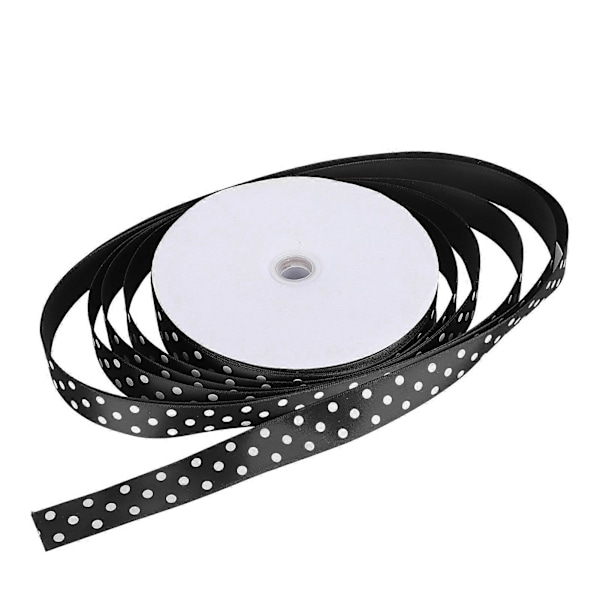 Satinband Prickigt Tryckta Hårrosetter Presentinslagning Knyt DIY Hantverksverktyg 100 Yards 2.5cm Svart