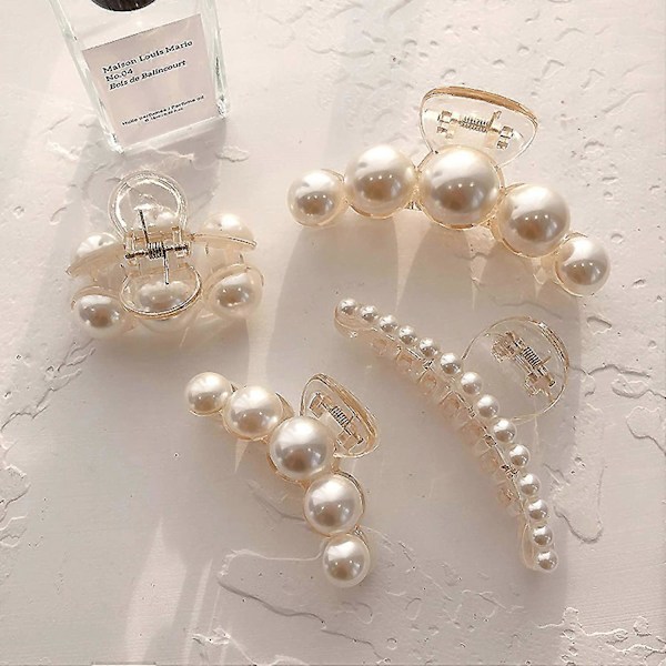 Perle Hårklype, Styling Hårklemmer Sterkt Hold Hårklyper, Store Hårklemmer Barrettes Sklisikker
