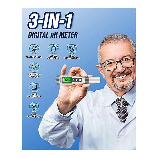 Tds/ph/temperatur Ph Vattenmätare, 0.01 Hög Precision Vattenkvalitet Digital Ph-testare Med Atc, Ph Tdsvatten Testare