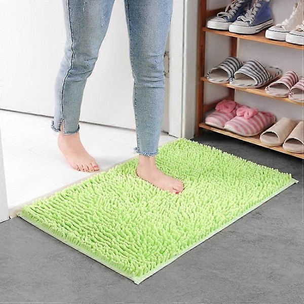 50x80cm Chenille Golvmatta Absorberande Halkfri Badrumsmatta LightGreen