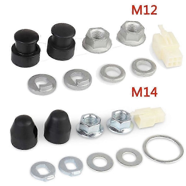 E-sykkel Elektrisk Sykkel Nav Motor Aksel M12 Front Låsemutter /Låseskive /Spacer /Mutterdeksel med 12mm Aksling