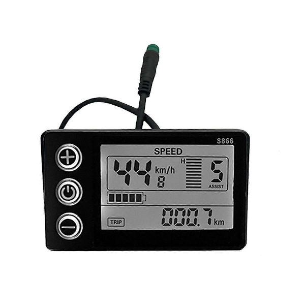 LCD-S866 Elektrisk Cykel LCD Display Mätare 24V 36V 48V E-Bike Kontrollpanel med Vattentät Kontakt Ebik