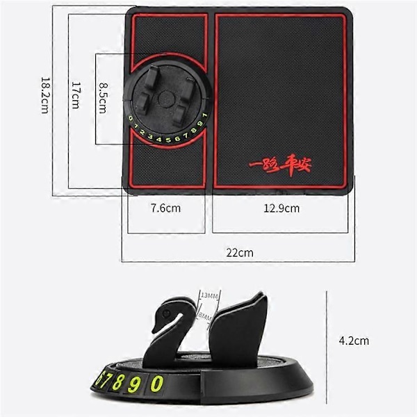 BAVISS B-58 Bil Dashbord Klebrig Pad 360 Graders Rotasjon Mobiltelefonholder Matte Black