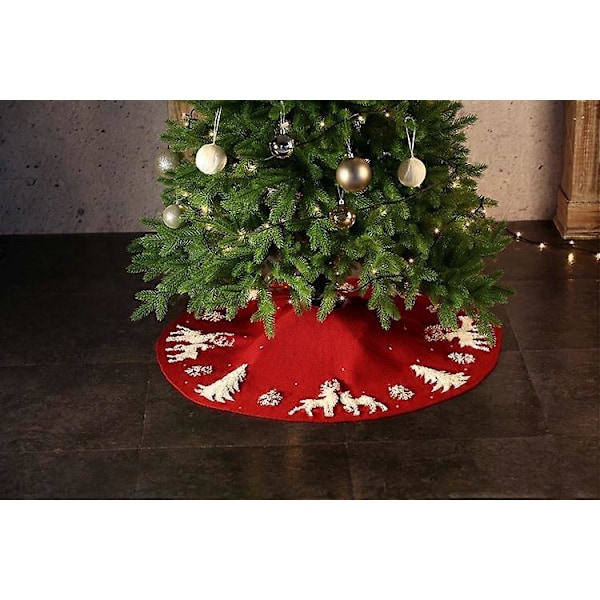 Julgransmatta, stickad julgransmatta med snöflinga, tjock julgran, rustik juldekoration, mattöverdrag, julgransmatta