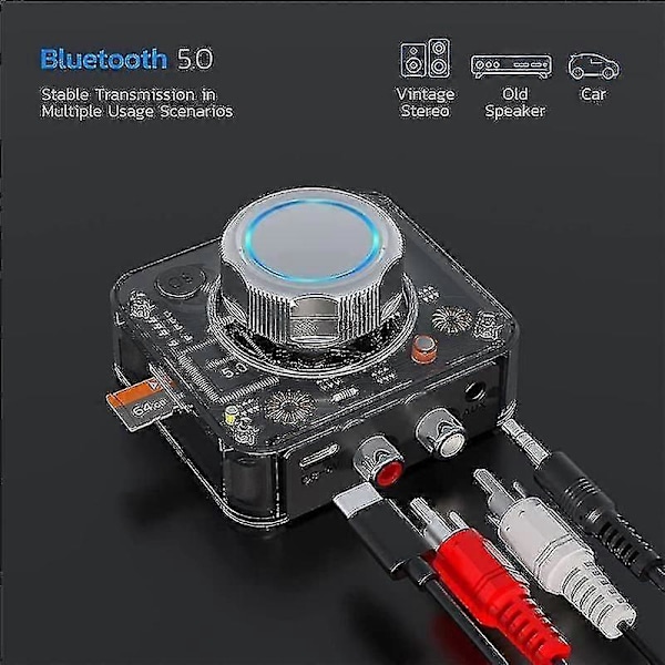 Bluetooth 5.0 Audio Receiver 3D Stereo Langaton Adapteri TF-kortti RCA 3.5mm 3.5 Aux-liitäntä Auton Johdolle
