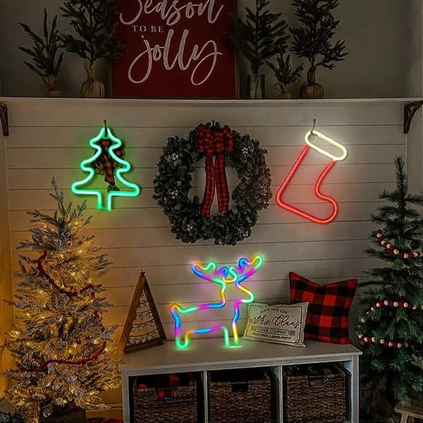 Neonskyltar Neonskyltar för Sovrum Barnrum Vardagsrum Bar Fest Helg Jul Vinter (Julgran)