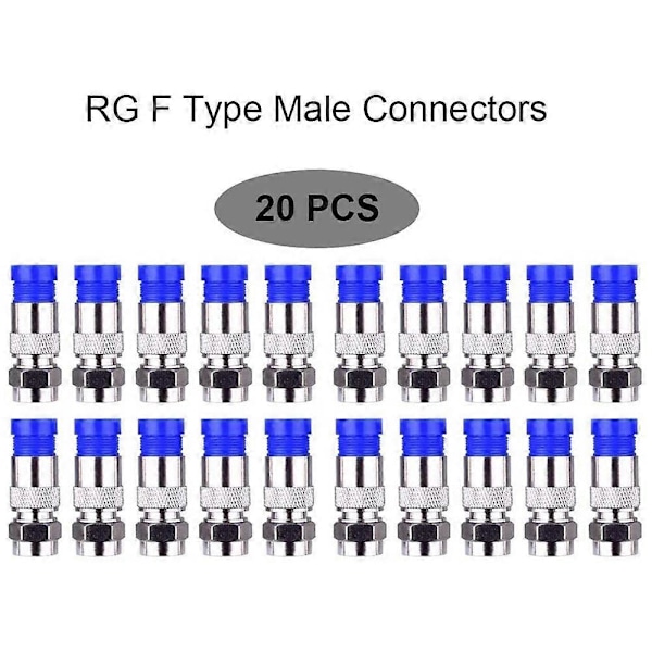 RG6 Kompressionsverktyg Koaxialkabel Crimper Kit RG6 RG11 RG59 F81 med 20 st F-kompressionskontakter -