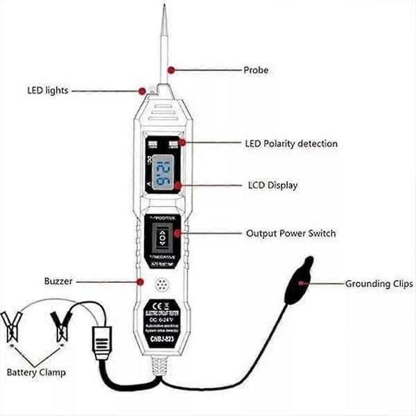 3,5-36V DC Bil Elektrisk System Tester, Enjoyialife DC Tester blue