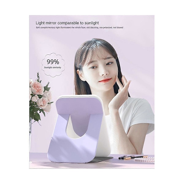 Et Klik Tre Farver Roterende Magnetisk Kontrol Model Live Spejl med LED Lys Makeup Spejle, Pur