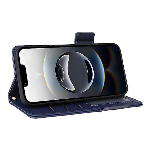 Kompatibelt Plånboksfodral för iPhone 16e, Flipfodral med Litchi-textur, PU-läder DarkBlue