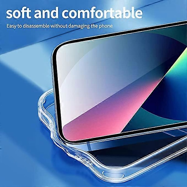 Sæt med 4 ultra-tynde, bløde TPU gel covers til iPhone 13 (6,1\") og 2 skærmbeskyttere i hærdet glas til iPhone 13 (6,1\")