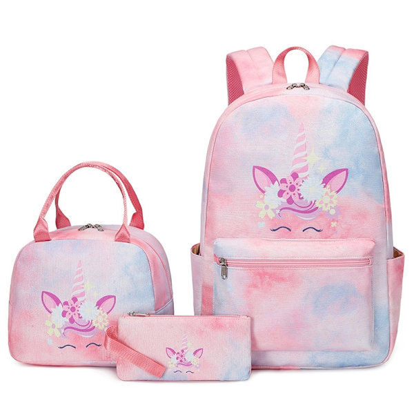 Unicorn Skolesekk for Barn Lett Vanntett Ryggsekksett for Studenter style 4