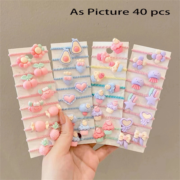 40/50/60 stk./parti Børn Hårpynt Tegneserie Elastiske Hårbånd Baby Hovedreb Lille Dyr Søde Piger Hovedbeklædning 40PCS-S
