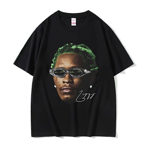 Rapper Young Thug Thugger Rød Vintage Grafik T-shirt Mænd Kvinder Hip Hop Street Tee q05424 Black S