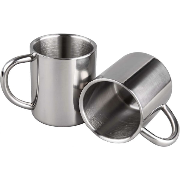 Teacup Rostfritt Stål Dubbelvägg Mugg 220ml Dricka Te Kaffe Varm Soppa Set