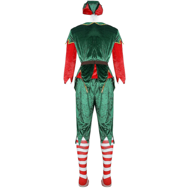 Kvinner Menn Julenissekostyme Xmas Green Elf Cosplay Kostymer Dress For Voksne Men-Green L