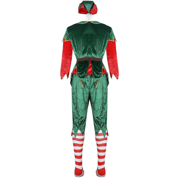 Kvinnor Män Jultomtekostym Xmas Green Elf Cosplay Kostymer Kostym för vuxna Men-Green L