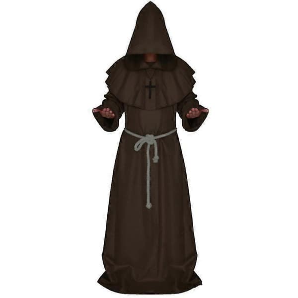 Voksen Munkehætte Kappe Kappe Munk Middelalderlig Præst Cosplay Kostume Coffee M