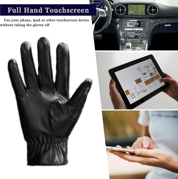 Vinter PU Læder Touchscreen Handsker - Klassisk Herre Sort Varm Kørsel Cykling S-l M