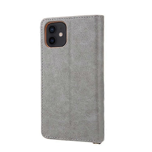 CMAI2 PU Läder Kortfack Plånbok Telefonfodral Kompatibelt För iPhone 12/12 Pro Grey