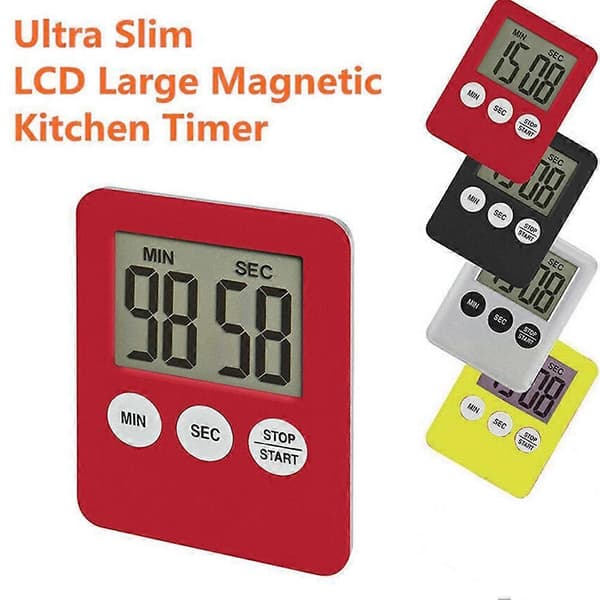 Stor LCD Digital Køkken Madlavning Timer Nedtælling Timere Lille UK Ur ^uk| red