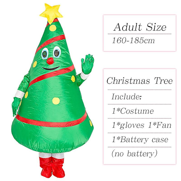Uppblåsbar Tomtekostym för Vuxna Cosplay Jul Djur Anime Maskerad Ridande Ren Luftblås Karnevalskostymer Christmas Tree