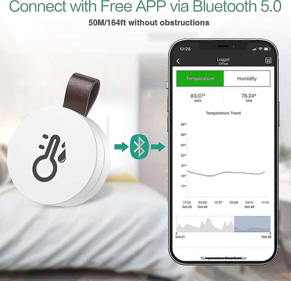 Bluetooth Termometer Hygrometer, Innendørs Termo-hygrometer Trådløs Mini Med Dataeksportfunksjon, Kompatibel Med Ios Og Android For Vin, Stue R