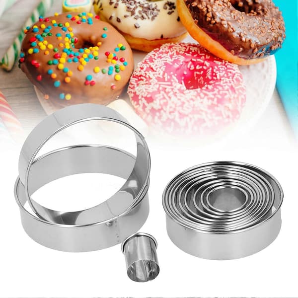 12 st Mousse Ringar i Rostfritt Stål Rund Kakform Set