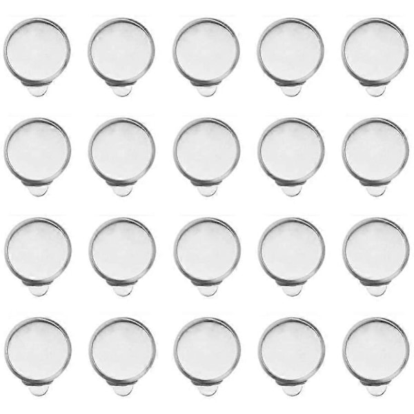50 stk. Ørering Cabochon Indstillinger Clipon Ørering Emner til Smykkefremstilling og DIY Håndværk Sølv 12mm