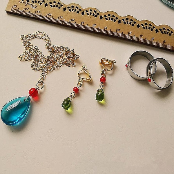 Snabb Leverans Howls Flyttande Slott Hauru Cosplay Kostymer Halsband Örhängen Öronhängen Ring Handgjorda Smycken Prop Earring ear clip2