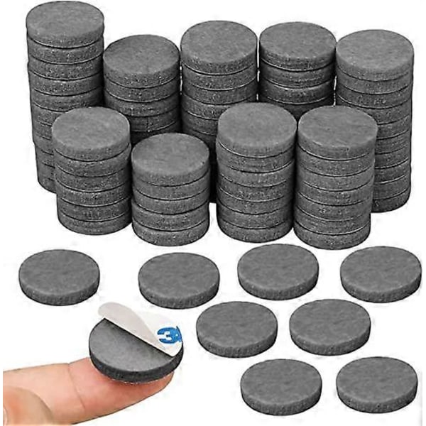 80 möbeltassar i filt (grå, diameter 2,5 cm, tjocklek 2 mm), golvskydd, självhäftande möbeltassar för stolar, tjocka ben, anti-rep