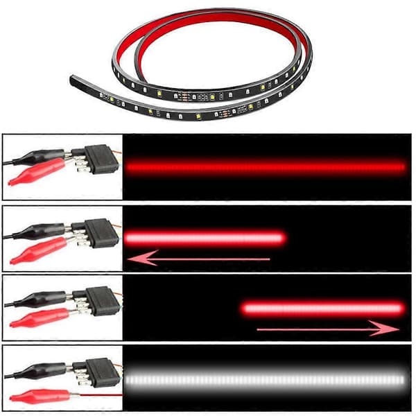 48/60 inch 2-Row LED Tailgate Light Bar for Truck, Red/White, Reverse Signal 60 tum