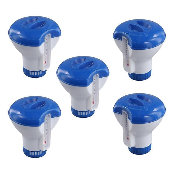 5 st Flytande Klor Tablettdispenser för Pool med Termometer Automatisk Pillbox Spa Pool