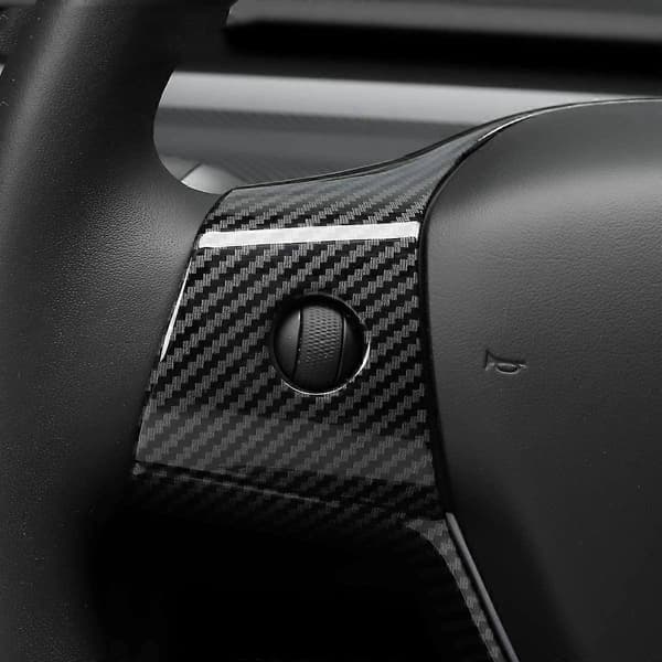 Bil Interiörskydd för Model 3 Y 2017-2020 Kolfiber Ratt Skyddsram Patch Trim