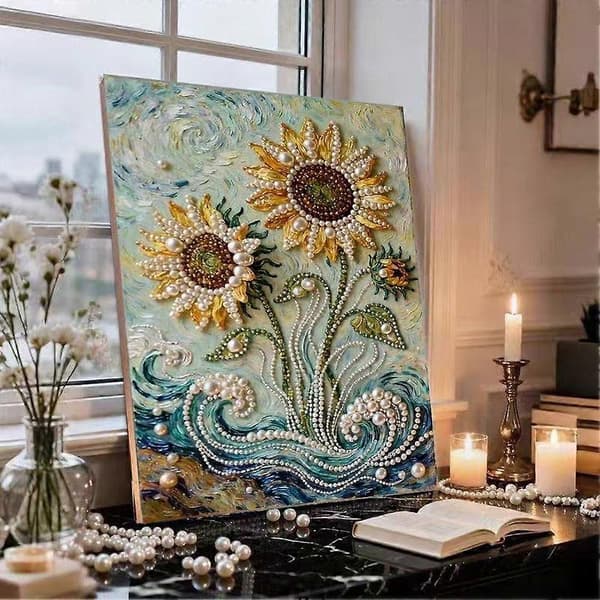 Perlemalingssæt 30x40cm - Diamant Perlekunst Håndværk - Ramme Inkluderet D