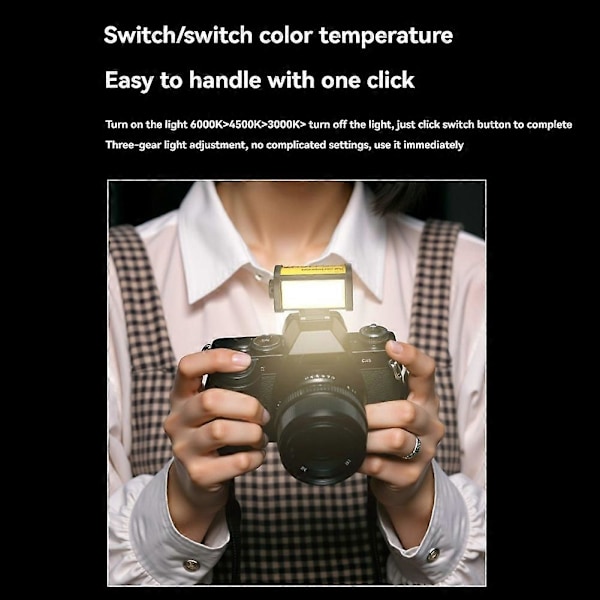Mini LED-lampa 3000/4500/6000K 3 Färgtemperaturer för Kameralins Fotografering Vlog Live Streaming m