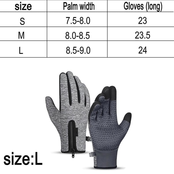 Talvikäsineet miehille ja naisille - päivitetyt kosketusnäytölliset käsineet, liukumaton silikoni S-l L