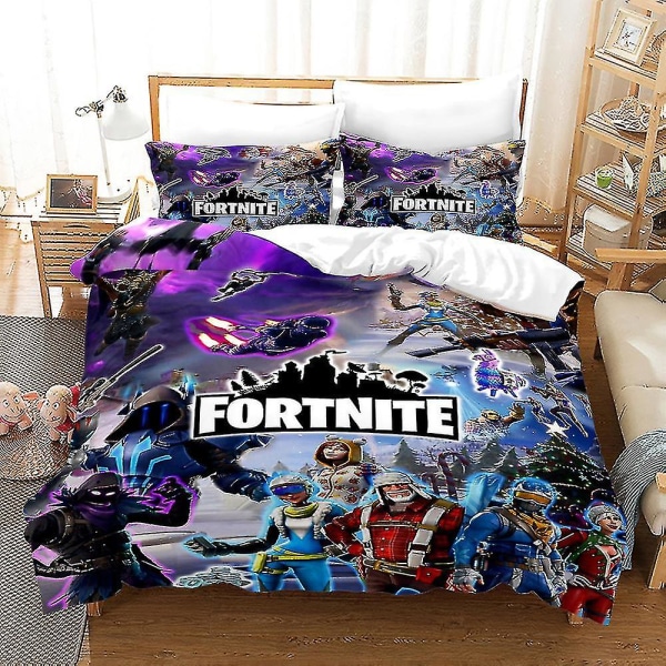 F27 3d Fortnite 2/3 st Sängkläder Set Cover Quilt Cover Örngott Barn Tonåringar Present AU KING 220x240cm