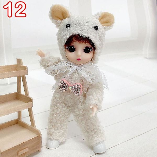 16 cm Mini Modeleksak Docka Med Kläder Miniatyr Barndocka Flicka Baby Söt Utklädnad 12