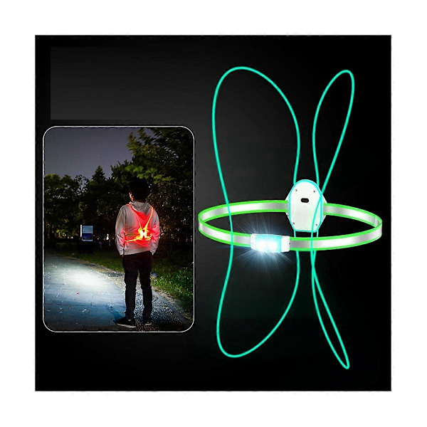 Natløbelys Reflekterende Vest LED Brystlampe USB Opladning Camping Fiskeri Cykelvest Lys (Na