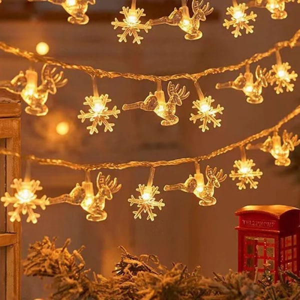 Snowflake LED String Lights God Jul Hemdekorationer 2023 Julgransprydnader Julklappar Nytt År 2024 4 5M 50LED