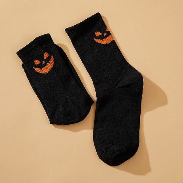 Halloweensockor, 1 par unisex roliga personlighetsmönstrade strumpor, strumpor i ren bomull, varma och andningsbara, lämpliga för Halloweendekoration Style 7 1Pair