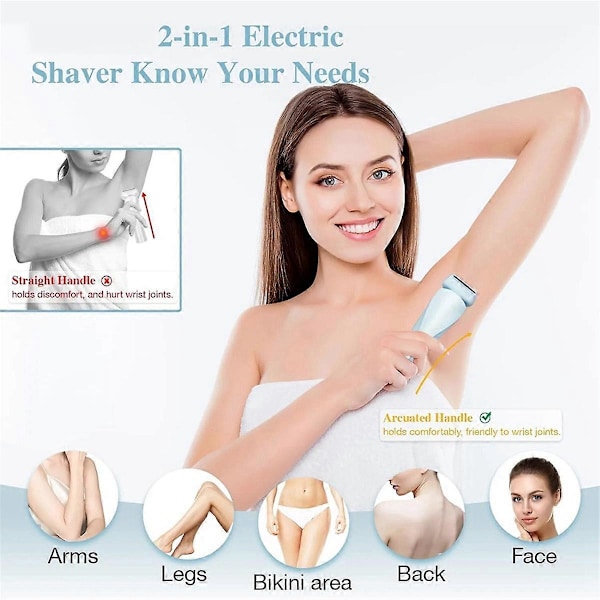 Elektriske barberhøvler for kvinner 2 i 1 Bikini Trimmer Ansiktshavere Hårfjerning for armhuler Ben Damer